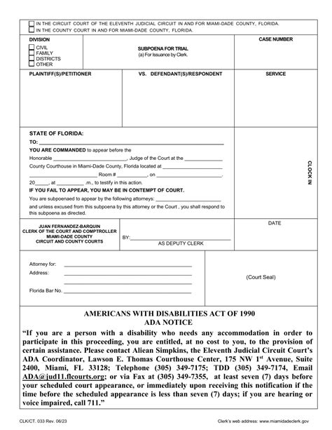 esubpoena miami|Clerk of the Court Records .